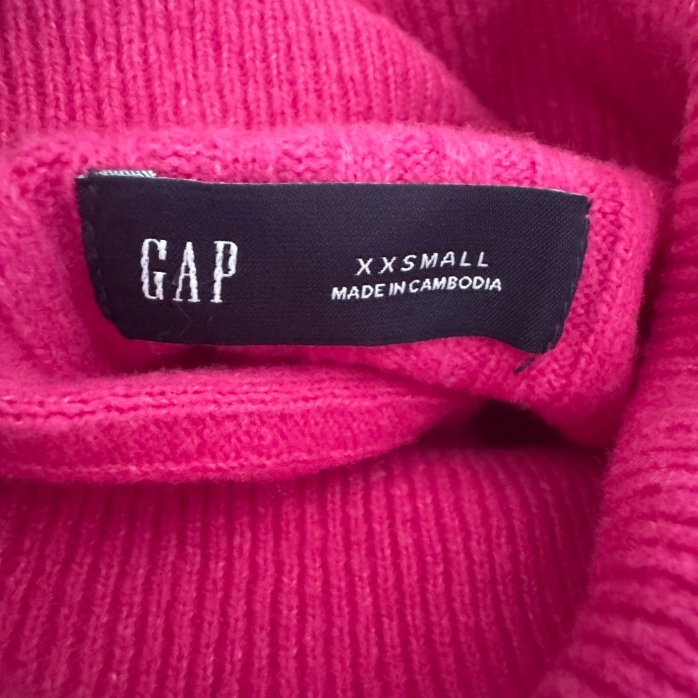 Gap Pink Puff Sleeve Turtleneck Mini Sweater Dress - Picture 4 of 5